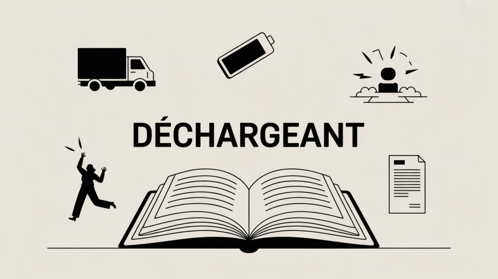 Mot déchargeant illustré dans différents contextes