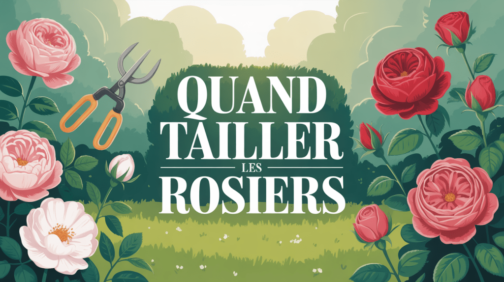 illustration jardin paisible rosiers fleurs sécateur quand tailler les rosiers