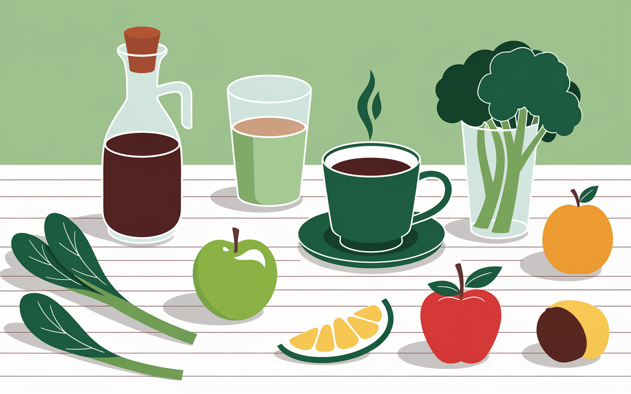 Vinaigre de cidre, thé vert et légumes frais contre glycémie