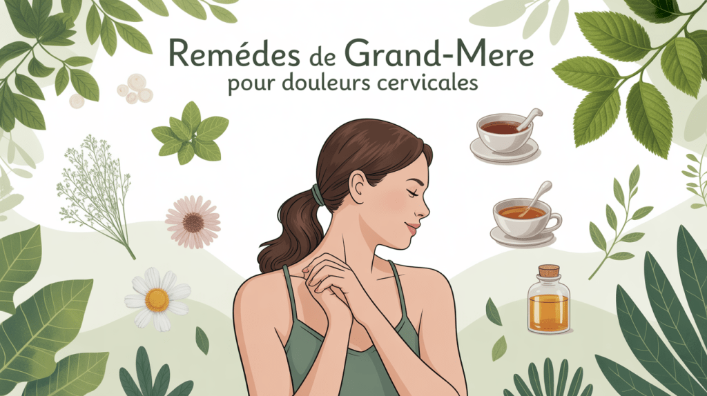 Illustration apaisante douleur cervicale remède de grand-mère