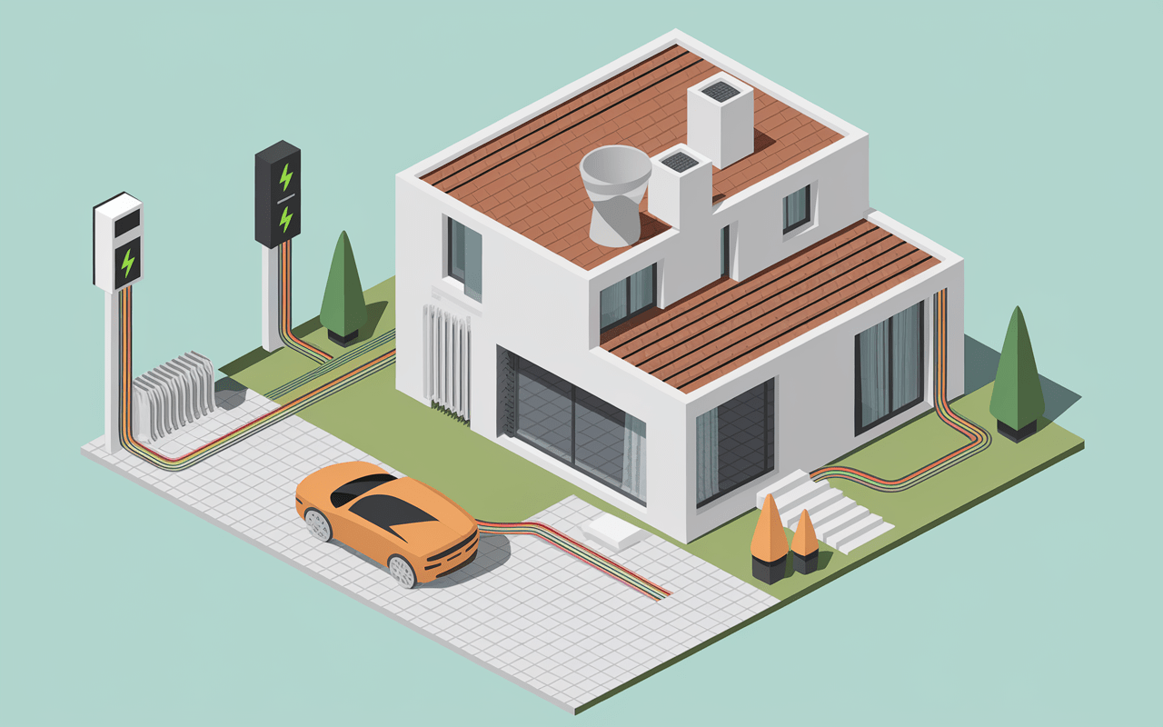 Maison avec équipements électriques pour abonnement EDF 12kVA