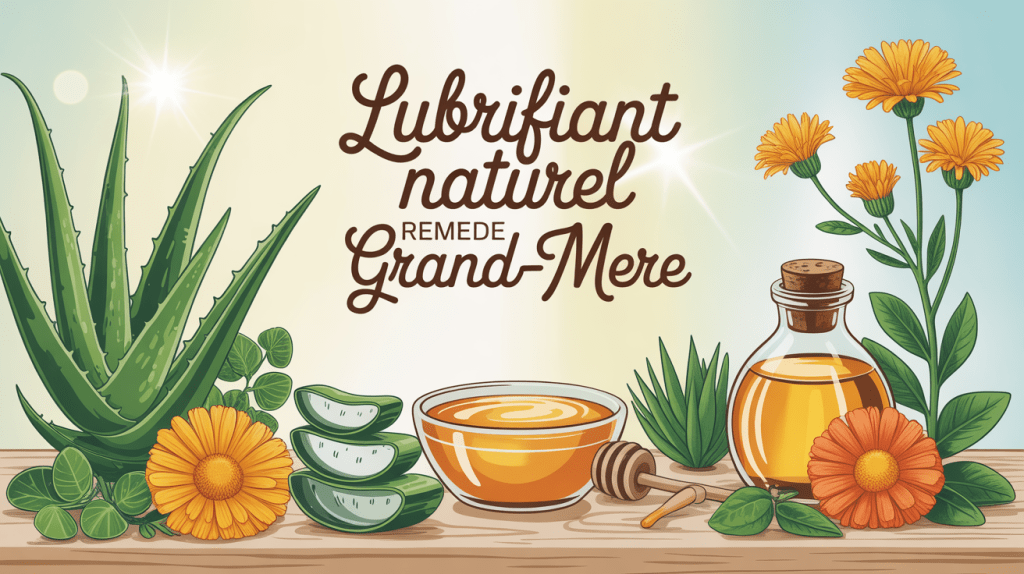 illustration de plantes médicinales et ingrédients naturels pour lubrifiant
