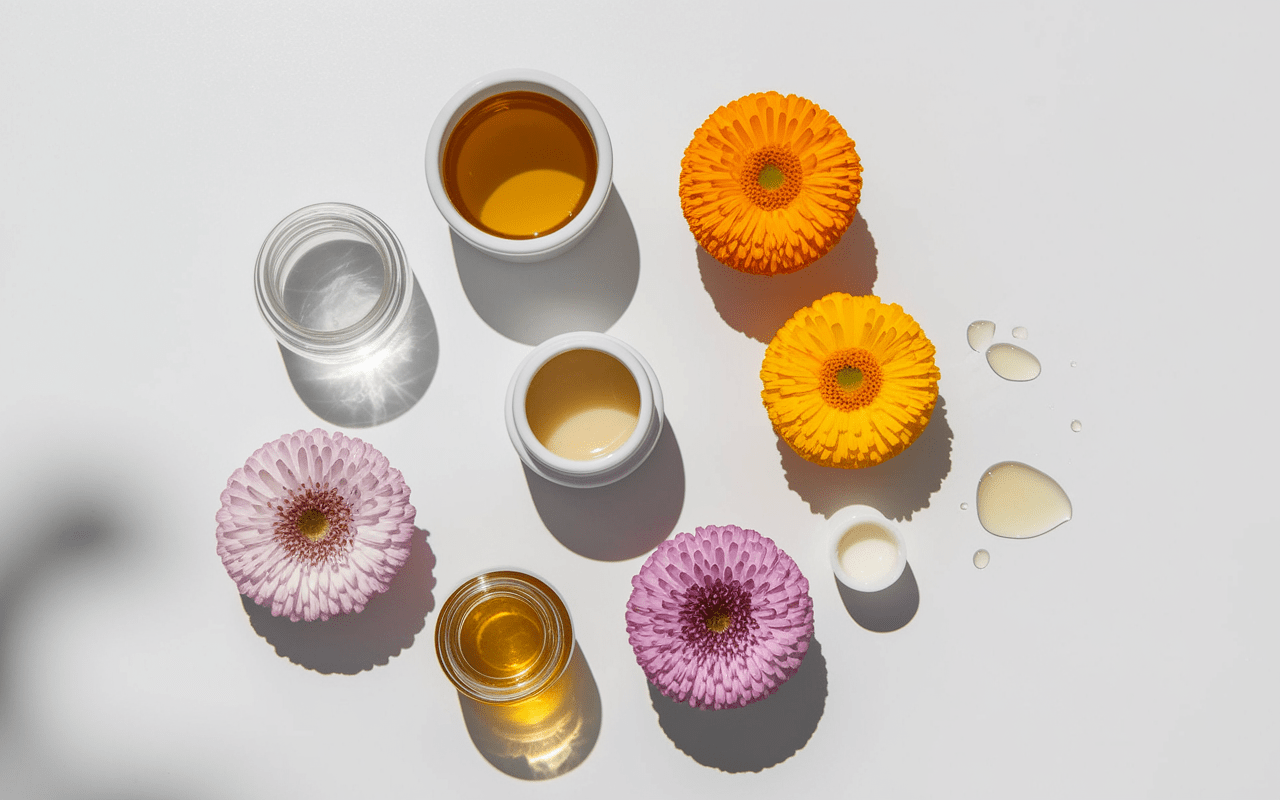 ingrédients pour lubrifiants naturels de grand-mère en cercle