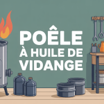 Poêle à huile de vidange avec réservoir en atelier