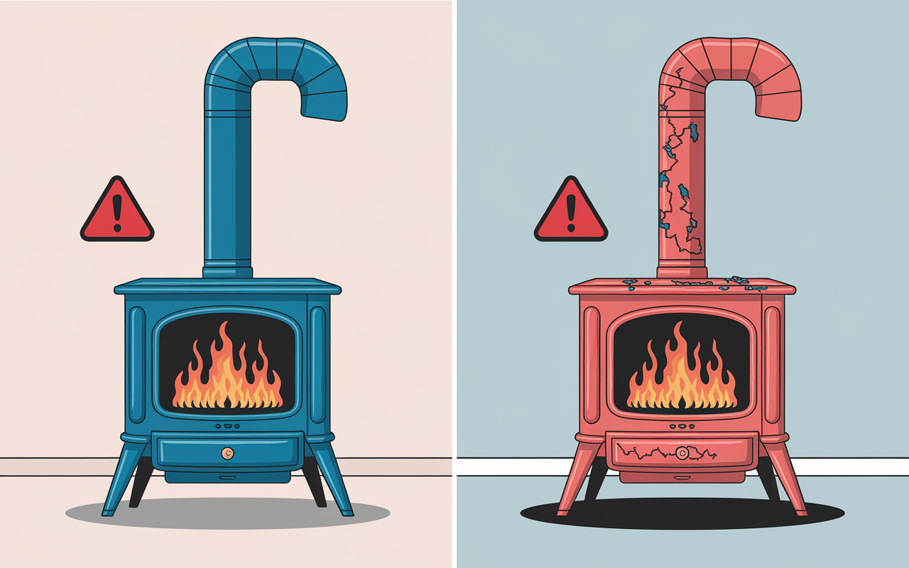 Comparaison poêle neuve et usagée
