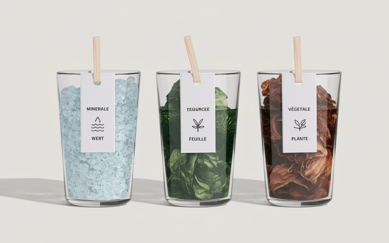 Recipients avec differents types resine naturelle ecologique