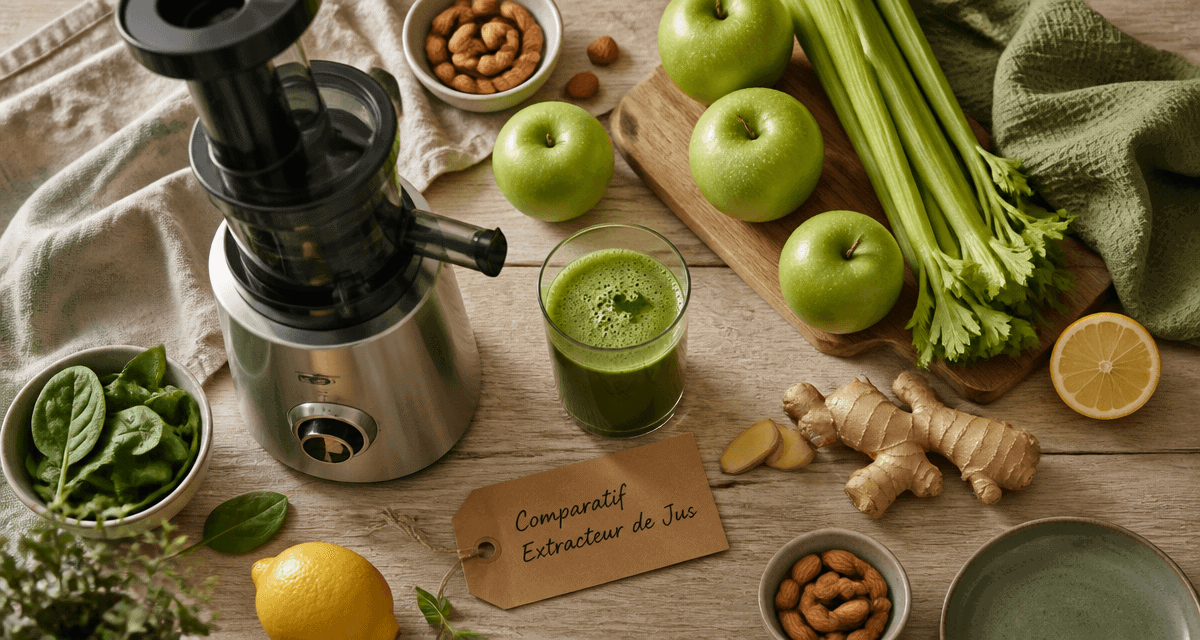 comparateur extracteur de jus sur plan de travail scandinave