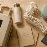 objet innovant sur table bois clair